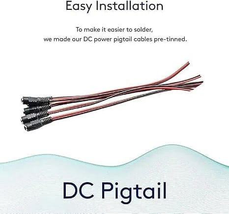 18AWG 10 Pairs Each DC Power Pigtail Cable 12V 5A Male & Female 10 Pairs DC Power Plug Adapter Connector for CCTV Home Security Surveillance Camera DC