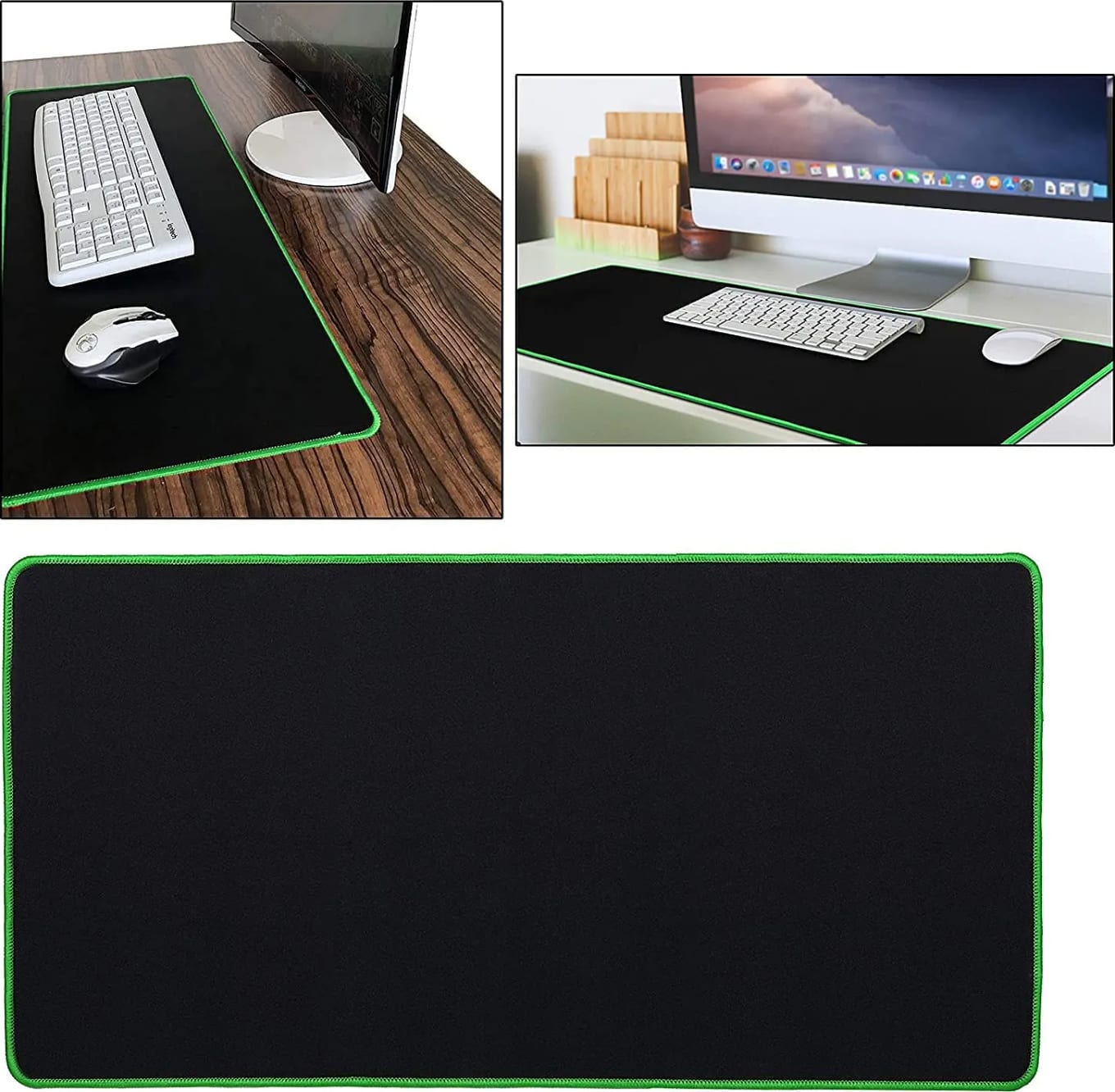 WiredCom® Large Size Gaming Mouse Pad with Stitched Embroidery Edge, Premium-Textured Mouse Mat, Non-Slip Rubber Base Mousepad for Laptop Computer (600mm x 300mm x 2mm)