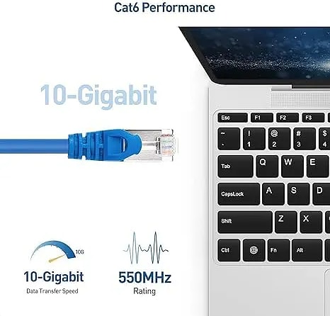 Cat6 Ethernet Cable, High-Speed 550MHZ / 10Gigabit Speed UTP LAN Cable, Network Cable Internet RJ45 Cable LAN Wire, Patch Computer Cord Gigabit Category 6 Wires for Modem,Router Blue