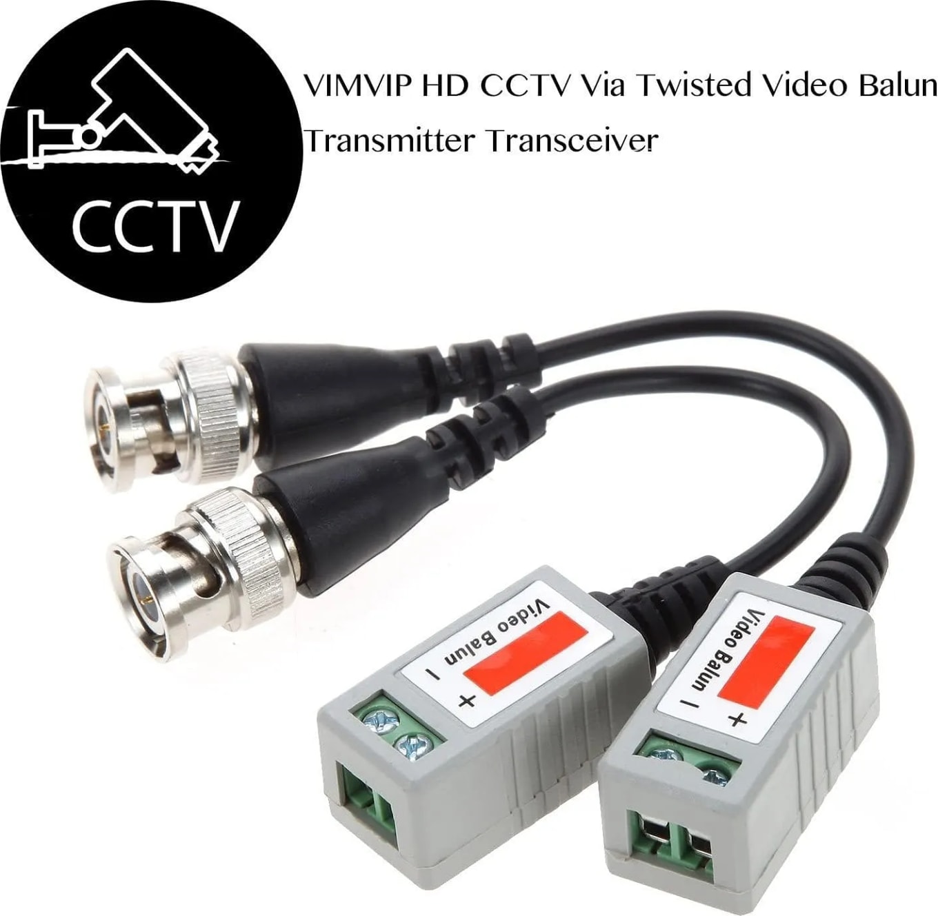 WiredCom® Video Balun AHD CVI TVI Coax to UTP Cat6 Connector HD 720P 1080P CCTV BNC White, Black