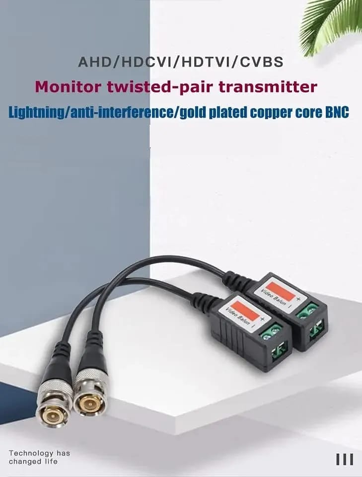 WiredCom® Video Balun AHD CVI TVI Coax to UTP Cat6 Connector HD 720P 1080P CCTV BNC White, Black