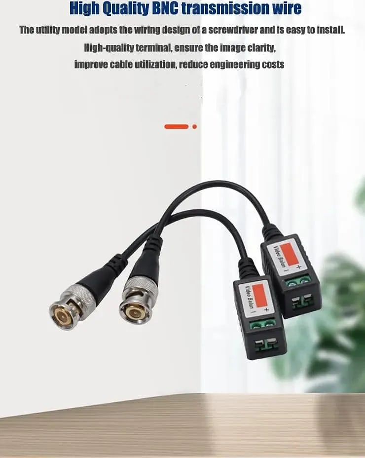 WiredCom® Video Balun AHD CVI TVI Coax to UTP Cat6 Connector HD 720P 1080P CCTV BNC White, Black
