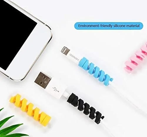 WiredCom® Charger Cable Saver Protector Spiral Tube Wire Management Organizer Protective Cord Sleeve for All Cell Phones, Computers and Charger