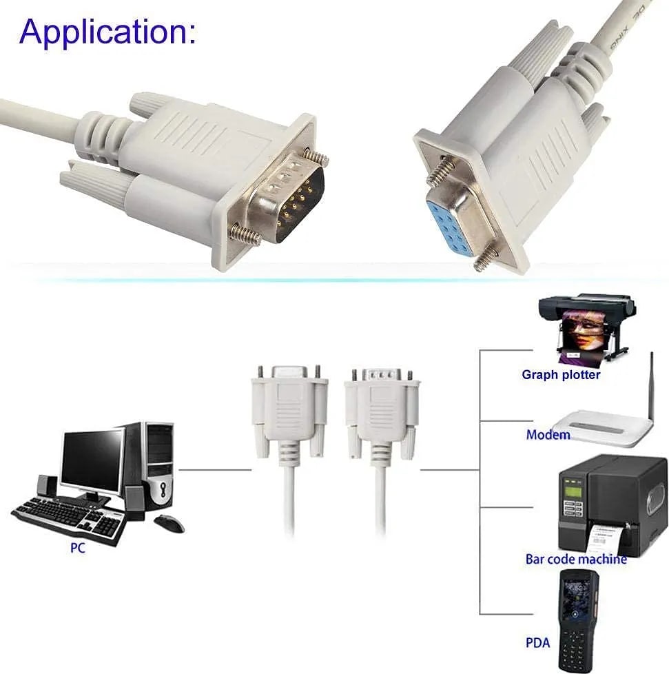 WiredCom DB9 RS232 9 PIN Male To 9 pin Female Serial Cable Converter Extension Cable for Data Communication