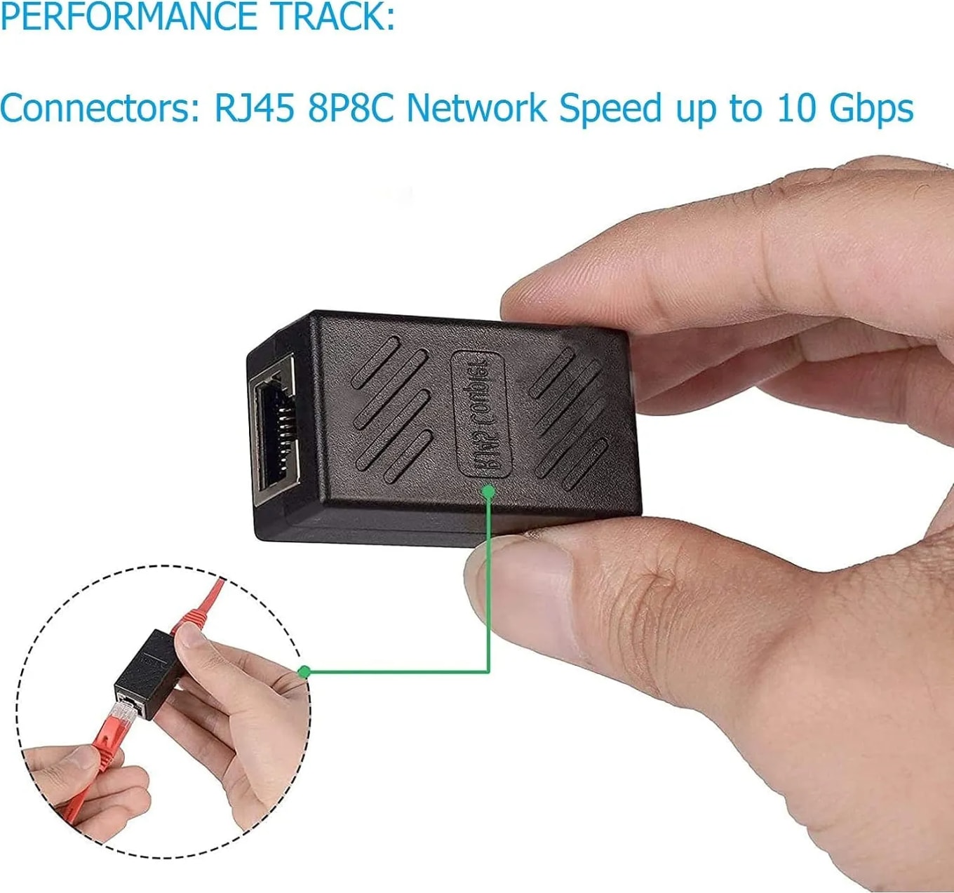 WiredCom RJ45 Female to Female Coupler Cat7, Cat5, Cat5e 8P8C Connector Inline Power LAN Adapter Adsl Extension Jointer