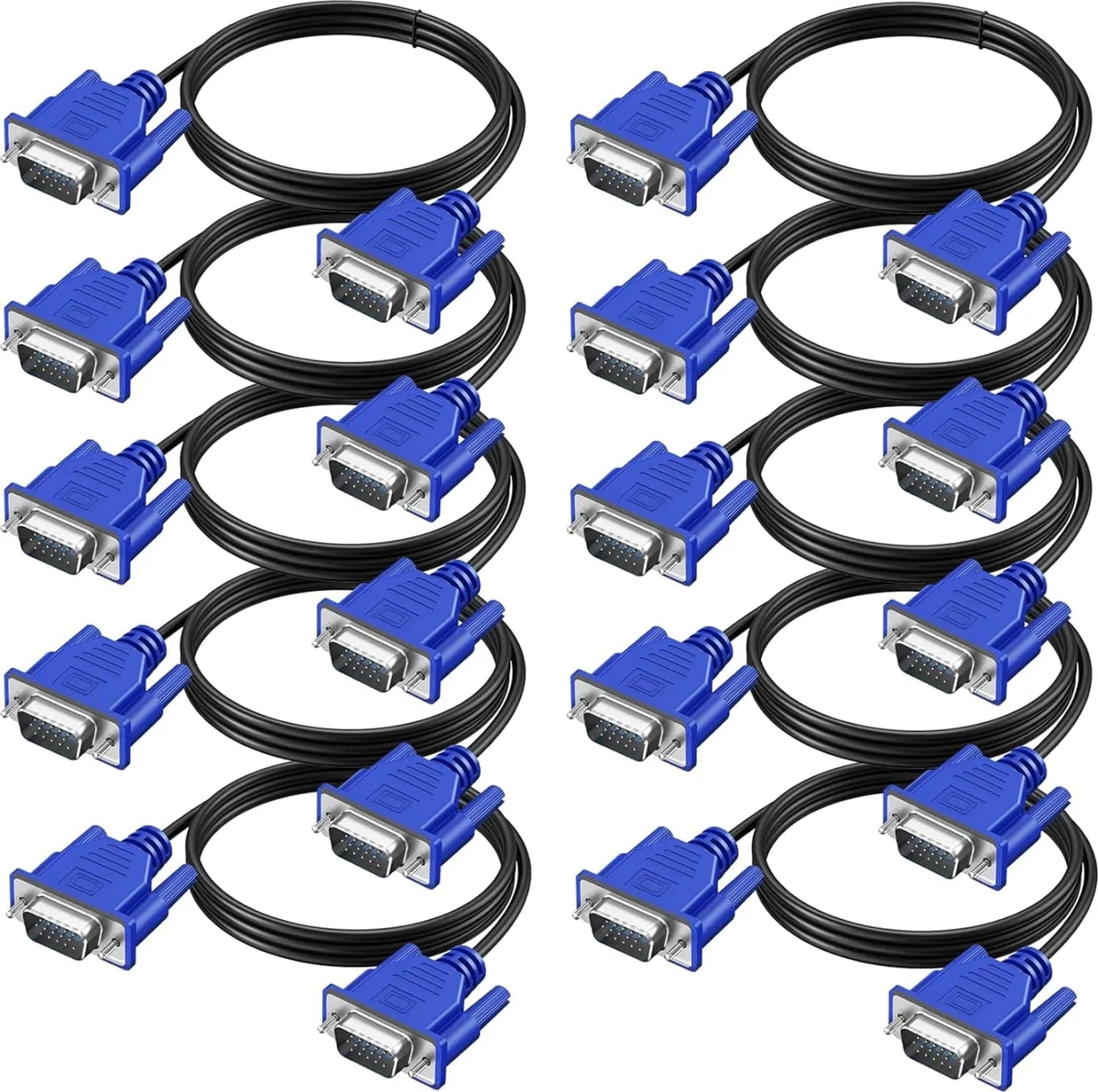 WiredCom® VGA Computer Monitor Cable, VGA Male to Male Cord 1080P Full HD High Resolution for Monitor TV Computer Projector-Blue