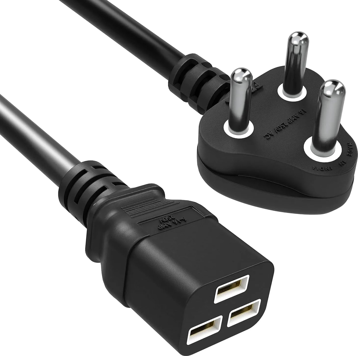 WiredCom® 16amp C19 Server AC Power Cord Heavy Duty Mains AC Power Cord, 16A 250V, 16AWG, Computer Power Cord, Heavy Gauge Power for PDUs, UPS Amplifier and Network Equipment