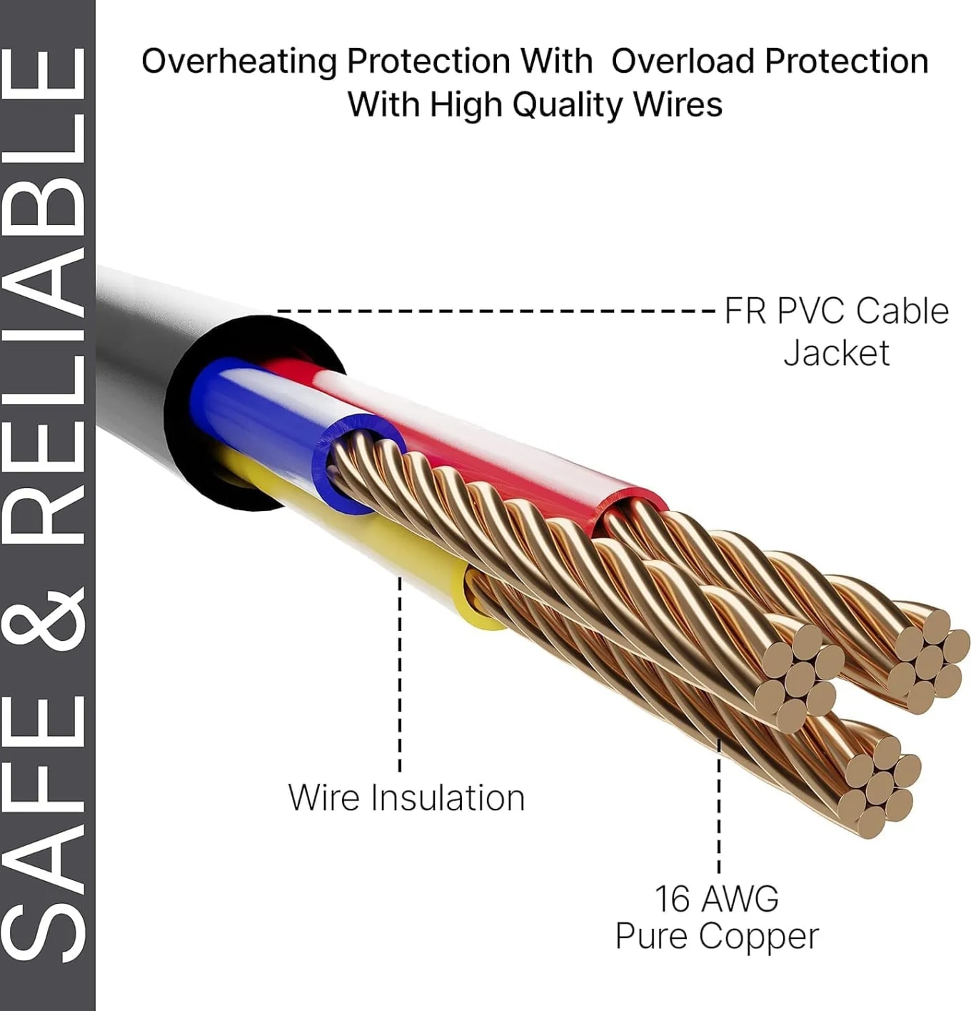 WiredCom® 16amp C19 Server AC Power Cord Heavy Duty Mains AC Power Cord, 16A 250V, 16AWG, Computer Power Cord, Heavy Gauge Power for PDUs, UPS Amplifier and Network Equipment