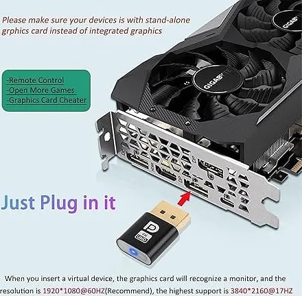 WiredCom® 4K Displayport dp Dummy Plug Virtual Display Adapter EDID Headless Ghost Emulator Desktop Accessories for PC Graphics Video Card