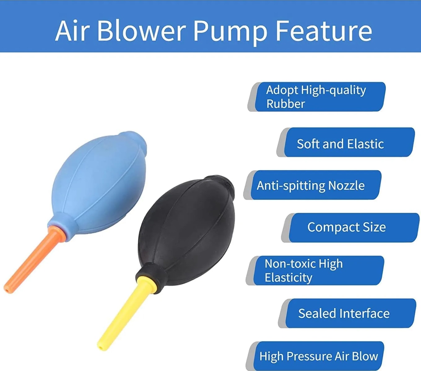 WiredCom Rubber Dust Cleaner Air Blower for Keyboard,Digital SLR Camera, Lens, Watch, Cell Phone, Computer Laptop (Random Color) (Pack of 2)