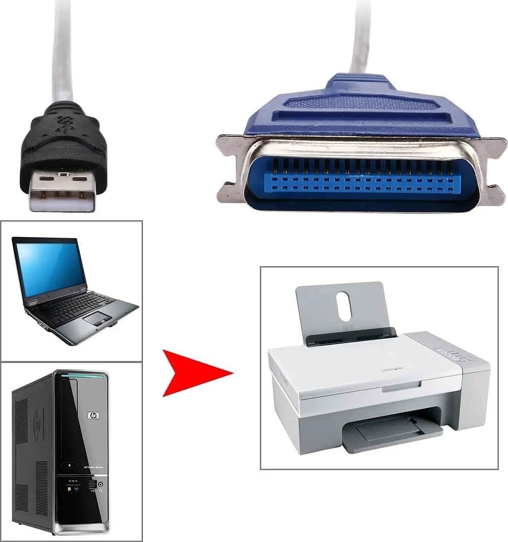 WiredCom USB to 36-Pin IEEE1284 Parallel Printer Adapter Cable Compatible for Office Desktops