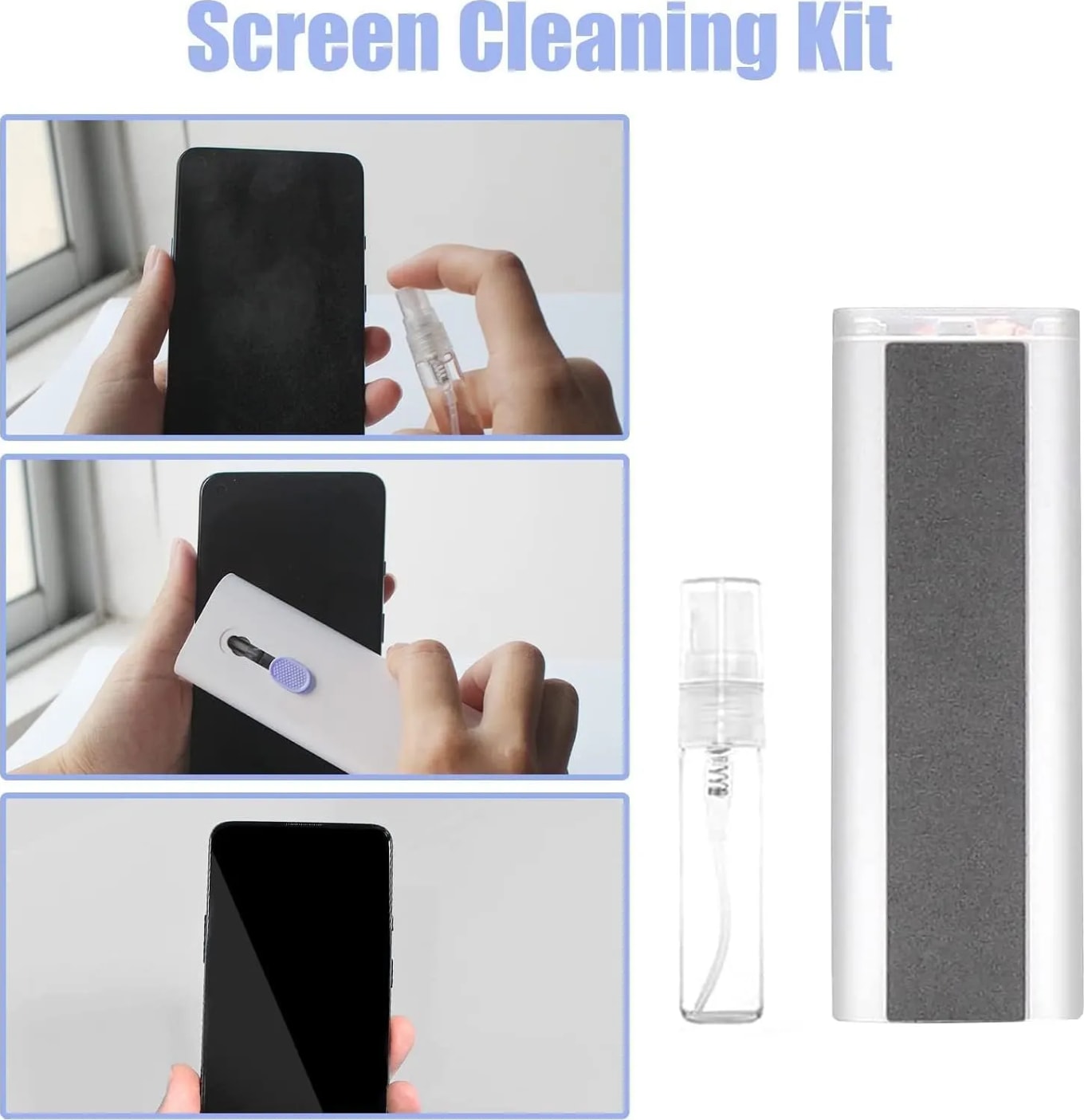 WiredCom® 7 in 1 Multi-Function Laptop Cleaning Brush/Keyboard Cleaning kit/Gadget Cleaning kit Gap Duster Key-Cap Puller for Laptop,Monitor,Keyboard and Earphones with Spray Bottle