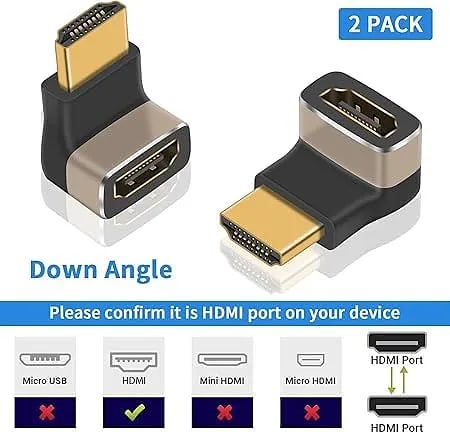WiredCom® HDMI 8K Extender, 270 Degree Down Angle HDMI 2.1 Version Male 2.1 Version Female Extension Adapter Connector Coupler, 8K@60Hz
