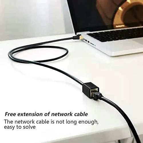 WiredCom Ethernet Extension Cable, [0.5 Meter] 0.6m RJ45 Male to Female LAN Ethernet Network Cat6 Cat5e Cat5 Panel Mount Cable RJ45 Extension Extender Cord (Black)