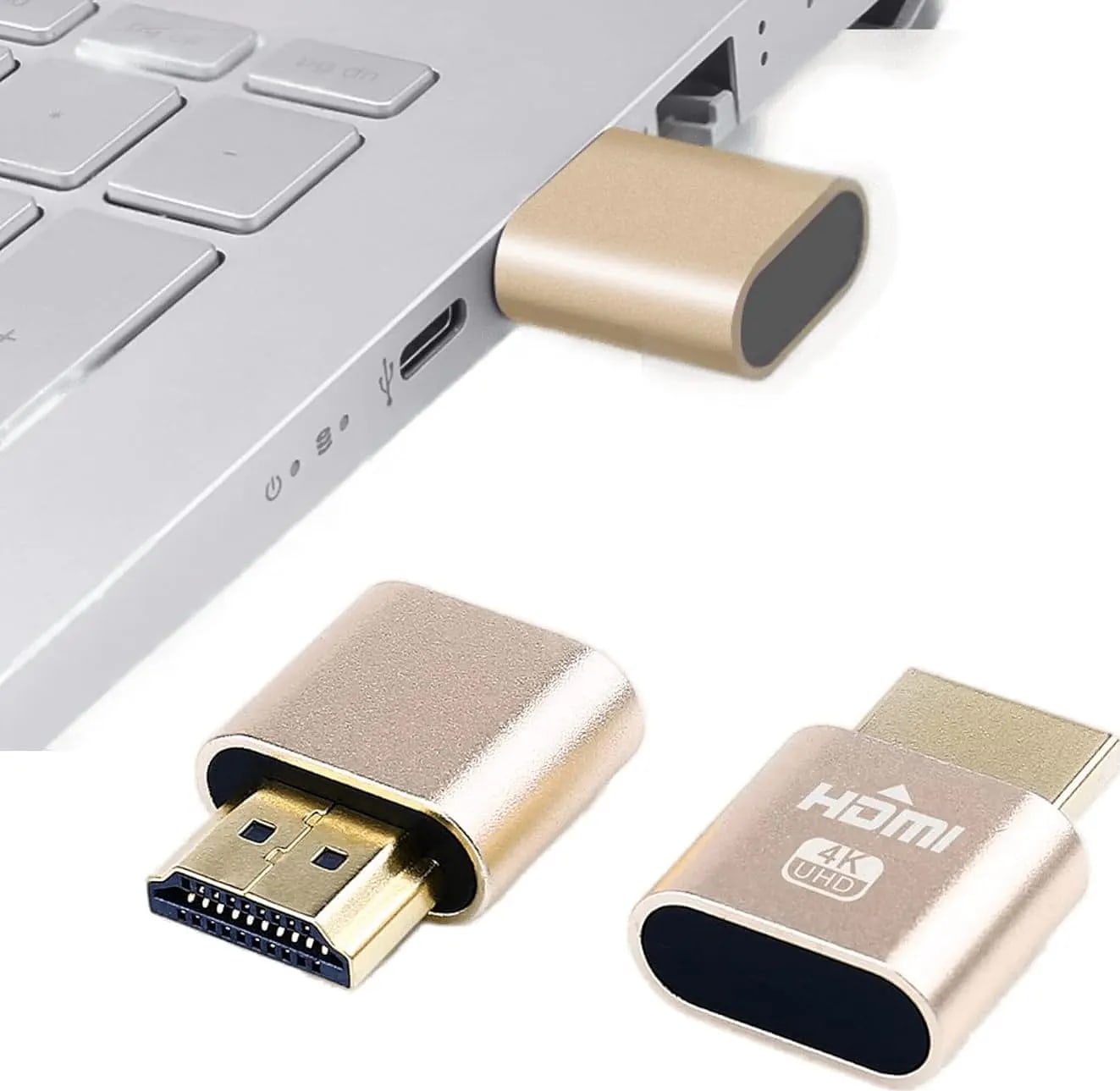 WiredCom HDMI 4K Dummy Adapter, High Resolution HD Virtual Monitor Display Headless Converter
