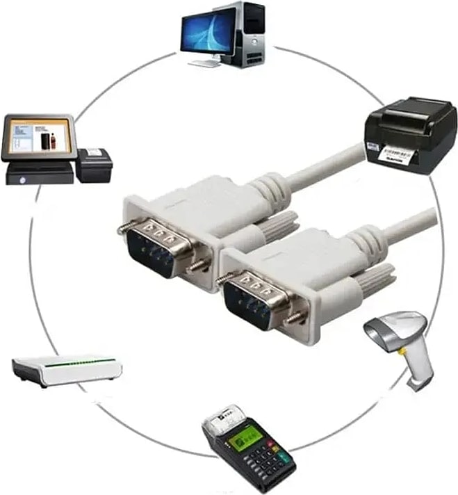 WiredCom Male to Male Serial DB9 RS232 9 PIN Male To 9 pin Male Serial Cable Converter Extension Cable for Data Communication