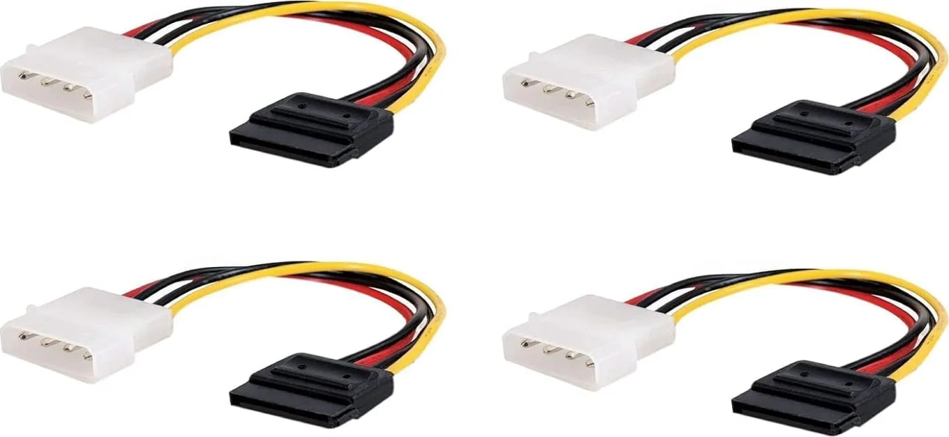 WiredCom Pack of 4,Molex to SATA Cable,12 Pin SATA to 4 Pin Molex Power Adapter Cable Cord for SATA Hard Drives & CD ROM Drives,Multi-colored