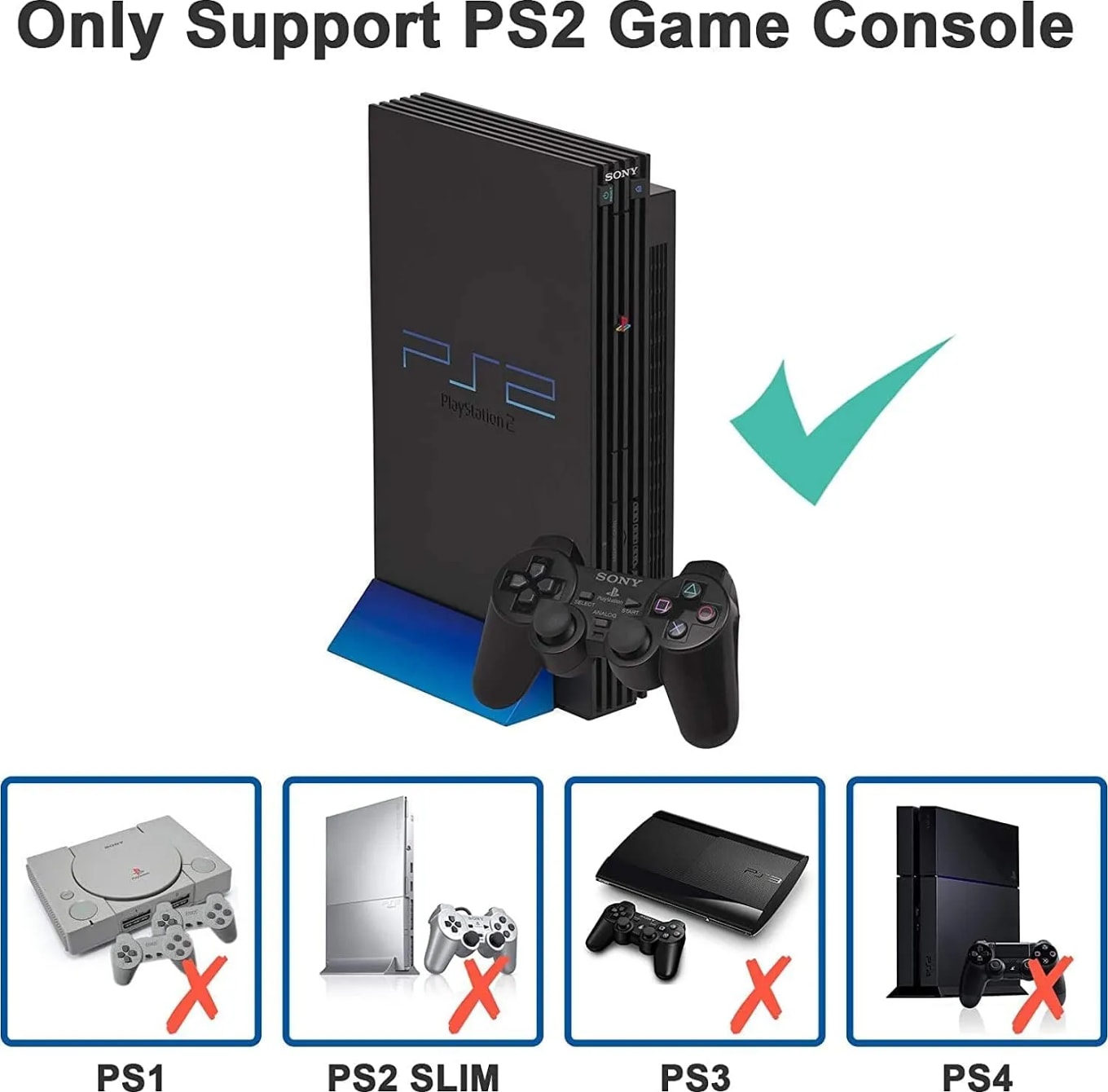 WiredCom PS2 to HDMI Converter Adapter, PS2 to HDMI Video Converter with 3.5mm Audio Output, Cable for HDTV HDMI Monitor AV to HDMI Signal Transfer Adapter, Supports All Playstation 2 Display Modes