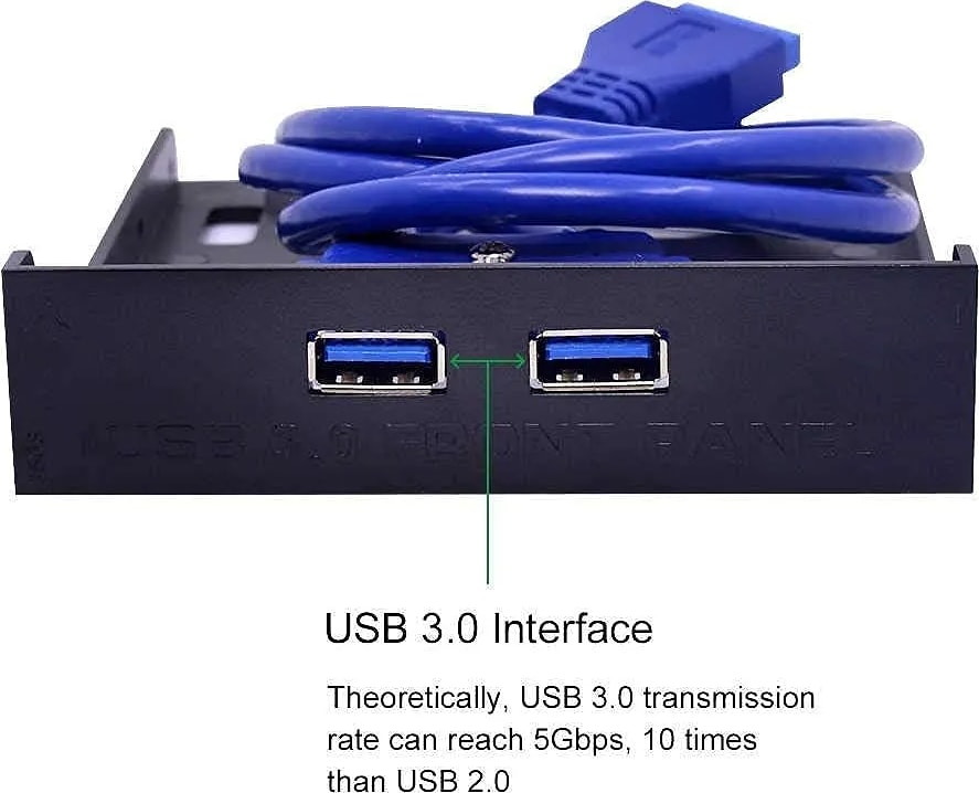 WiredCom USB 3.0 Front Panel Hub 2 Port Expansion Bay 20 Pin to USB3.0 60cm Bracket Adapter Cable for PC Desktop 2.5" Floppy Bay