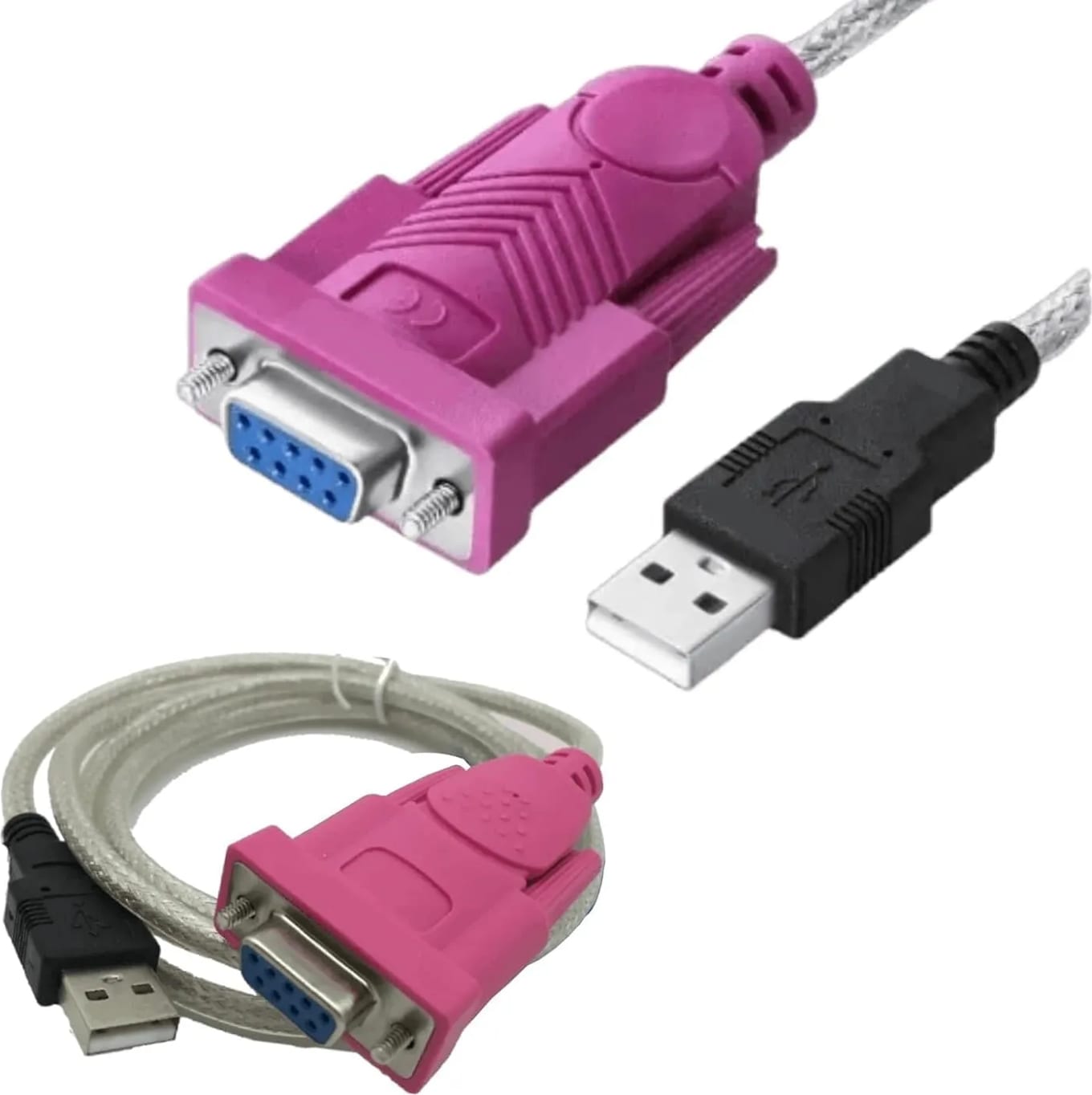 WiredCom USB to RS232 Serial Port Adapter Cable, USB2.0A Male to RS-232 Female 9 Pin Connector Pink Cable Adapter
