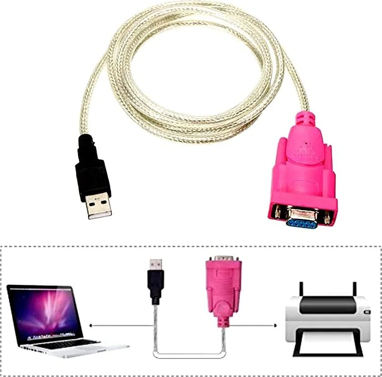 WiredCom USB to RS232 Serial Port Adapter Cable, USB2.0A Male to RS-232 Female 9 Pin Connector Pink Cable Adapter