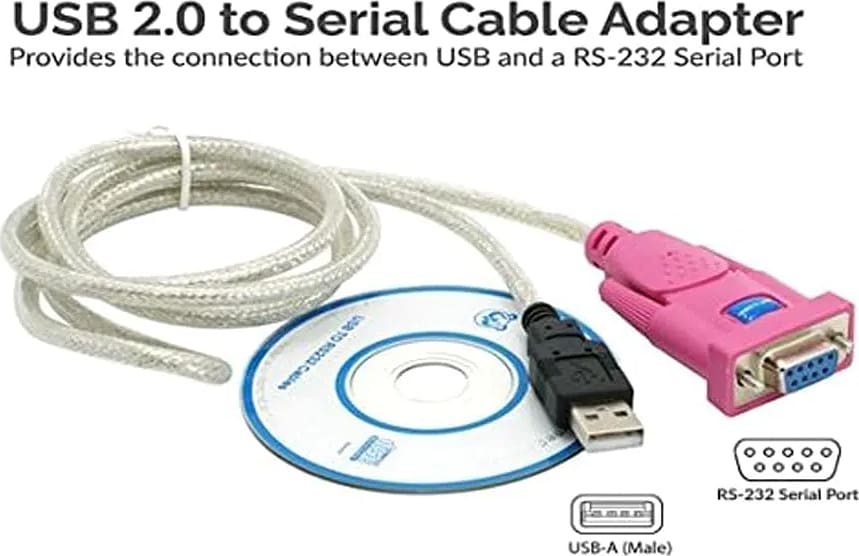 WiredCom USB to RS232 Serial Port Adapter Cable, USB2.0A Male to RS-232 Female 9 Pin Connector Pink Cable Adapter