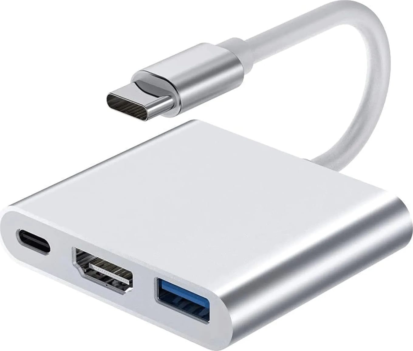 WiredCom USB to USB Adapter, USB Type-C 3.1 Male to Female 4K HDMI/USB3.0/USB-C PD 3 in 1, Grey