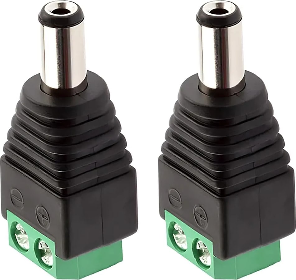 WiredCom® 20Pack Male 12V DC Power Connector 5.5mm x 2.1mm,20 x Male Power Jack Plug Barrel Adapter,DC Power Connector for Led Light Strip CCTV Security Camera Monitoring Cable Wire Ends Plug