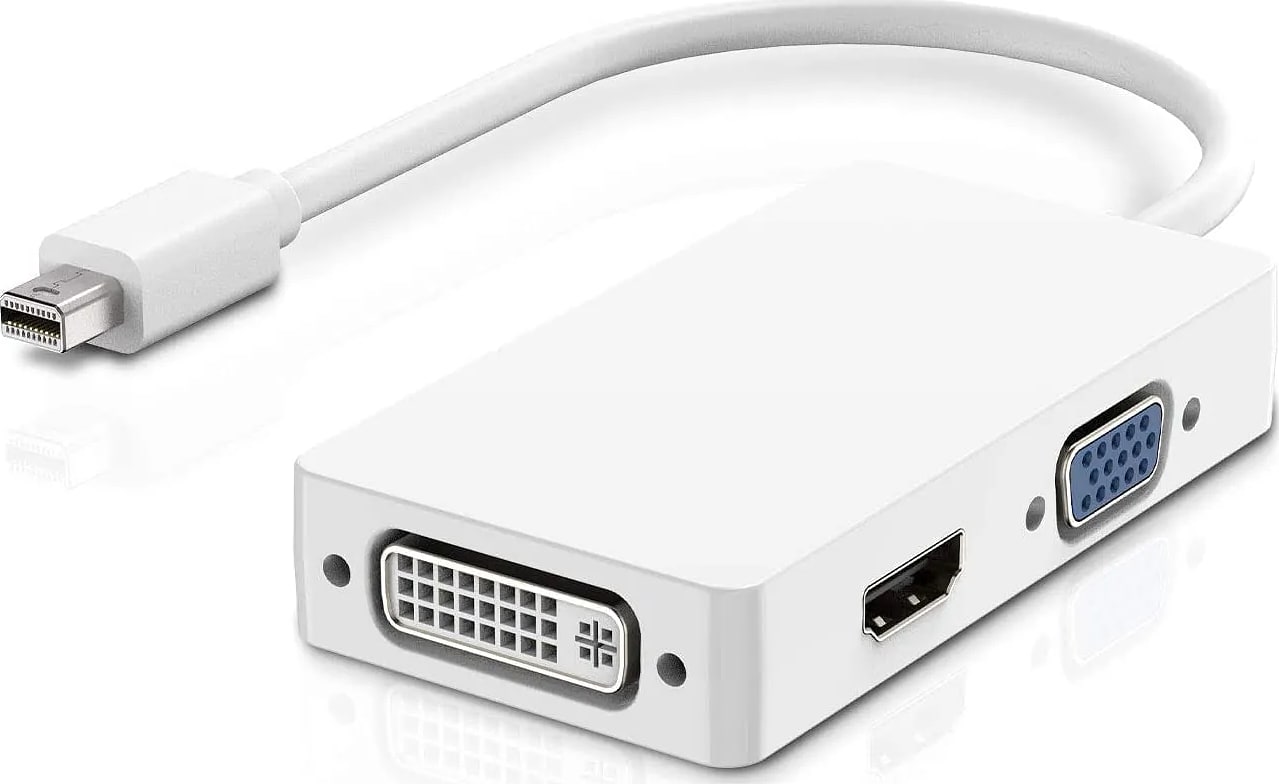 WiredCom® 3 In1 Mini Display Port Thunderbolt to HDMI/DVI/VGA Display Port (Cable) Adapter for MacBook, Microsoft Surface Pro & Pro 2,3