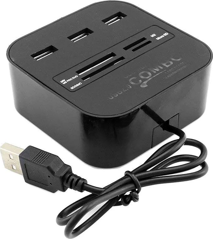 WiredCom® All in One Combo Card Reader & 3 Port USB 2.0 Hub