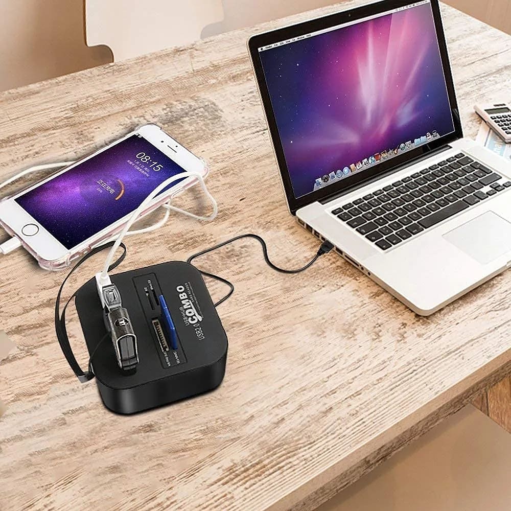 WiredCom® All in One Combo Card Reader & 3 Port USB 2.0 Hub