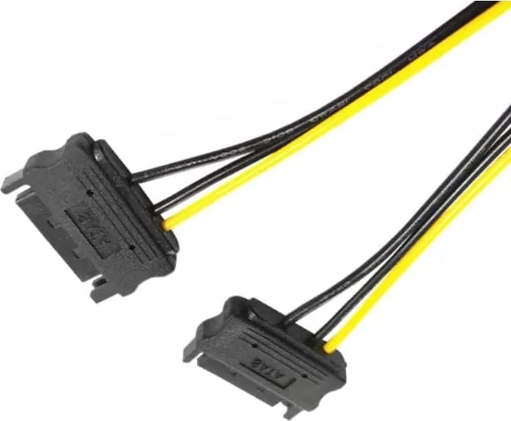 WiredCom® Dual Sata 15 Pin Male to 6 pin PCI Express Power Supply PCI-E Graphics Video Card Power Cable 19cm