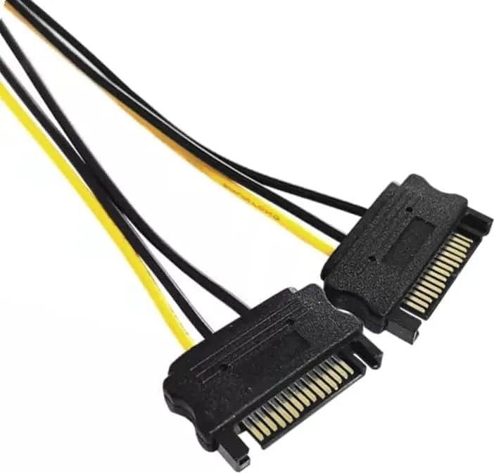 WiredCom® Dual Sata 15 Pin Male to 6 pin PCI Express Power Supply PCI-E Graphics Video Card Power Cable 19cm