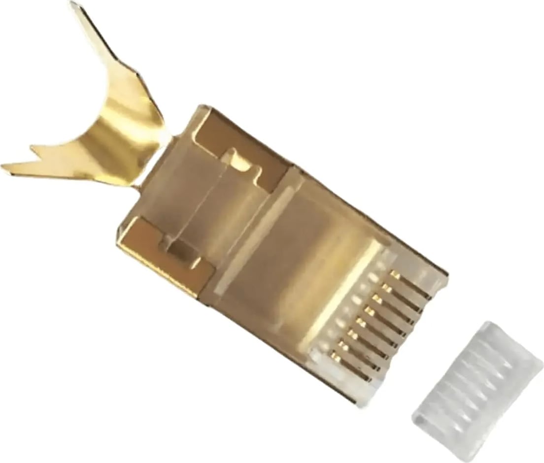 WiredCom® RJ45 Cat7 CAT6A Connector (Gold Shielded) - RJ45 Plug for Cat7 Ethernet Cable - 8P8C