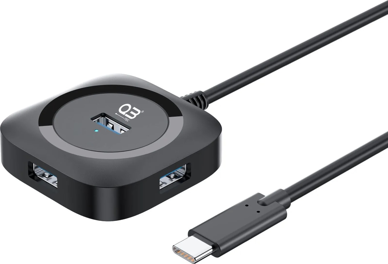 WiredCom® USB C Hub Ultra-Slim USB-C Superspeed Adapter with 4 USB 3.0 Ports USB Type C Hub for All Laptops and More USB Type C Devices