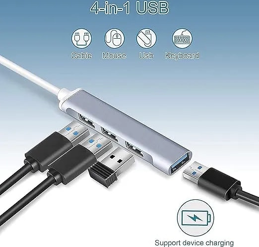 4 Ports USB 3.0 HUB USB Expander Hub for Laptop, Mini Extensions, Ultra Slim Portable Data Hub Applicable for iMac Pro, MacBook Air, Mac Mini/Pro, Notebook PC