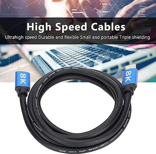 8K UHD HDMI Cable High Speed 48Gbps HDMI 2.1 Cord Supports 8K@60HZ, 4K@120HZ UHD, 2160p, 1080p, Ethernet, 3D, Audio Return (ARC) for TV, Laptop, PC, Monitor and Projector (8K, 5 Meter)