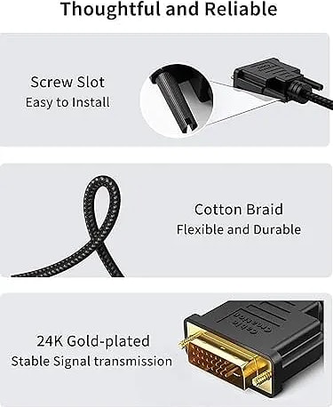 Gold Plated HDMI to DVI Cable, HDMI Male to DVI (24+1) Male Cable, Gold Plated HDTV to DVI Cable - 1.5 Meters