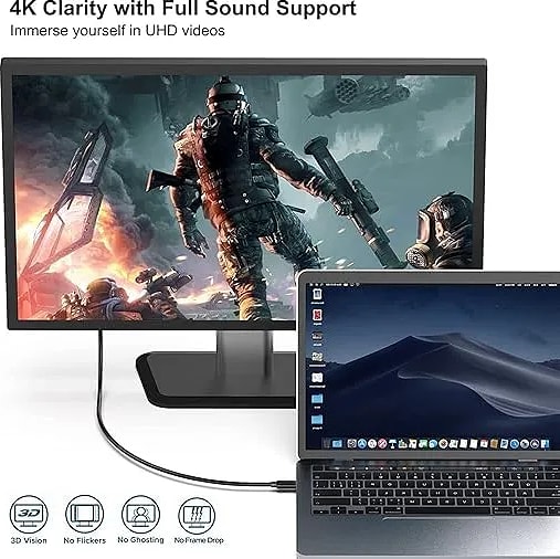 USB C to DisplayPort 1.8 Meter Cable(8K@60Hz 4K@144Hz), USB Type-C to DP Adapter [Thunderbolt 3/4 Compatible] with iPhone 15 Pro/Max, MacBook Pro/Air 2023, iPad Pro, iMac, S23, XPS 17 and More