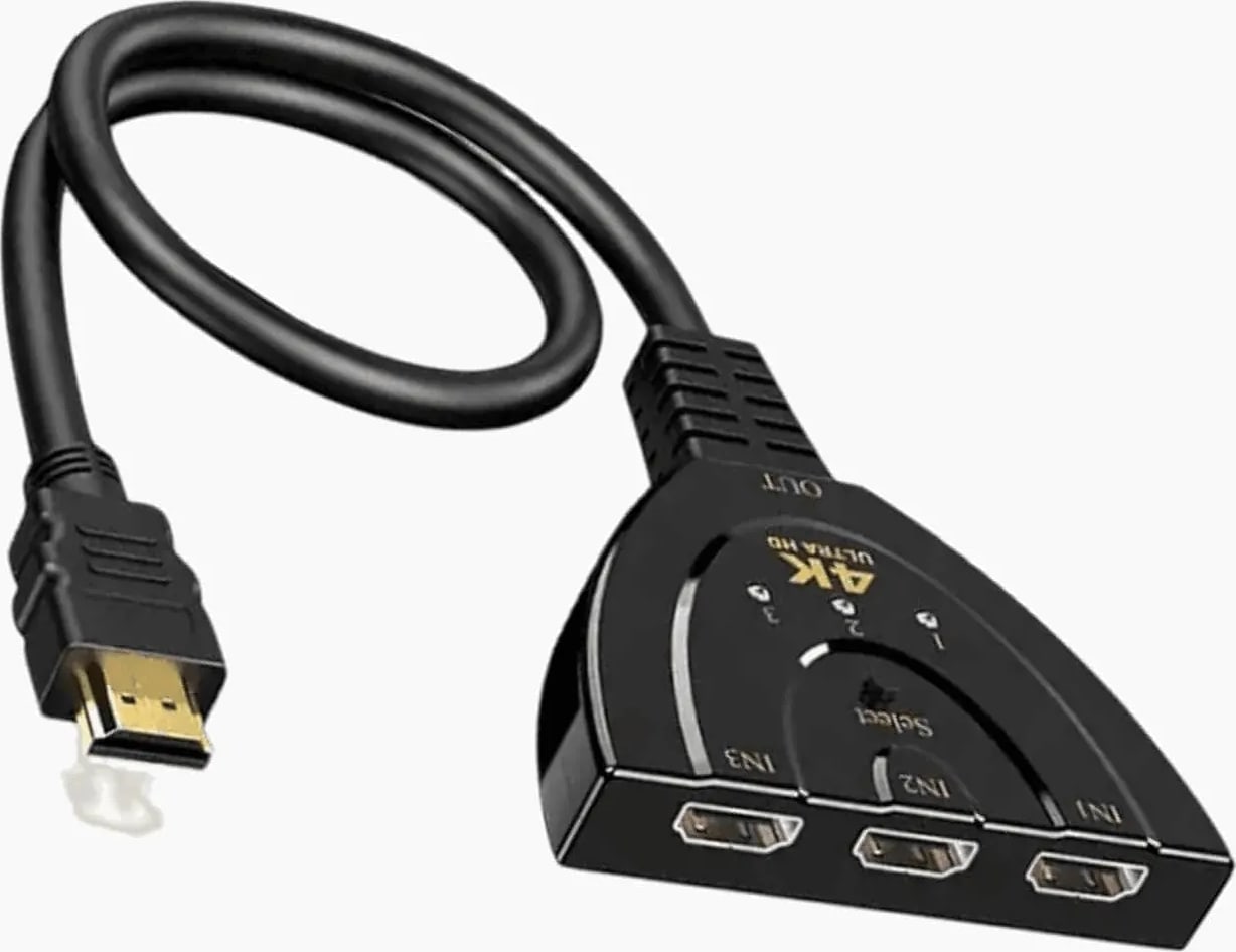 WiredCom HDMI Adapter 4K Version Splitter Connector for Gaming Console with 3 Ports, Black CHDMIWC31/1X