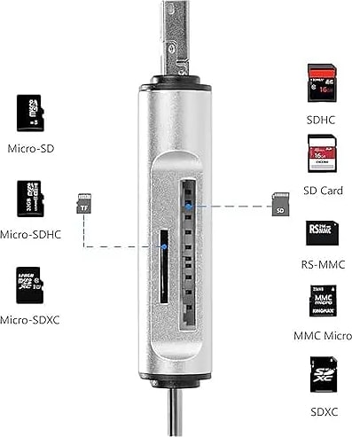 WiredCom® 3 in 1 Type C Card Reader Hub, Type C OTG Adapter, 3 in 1 Card Reader, USB Adapter