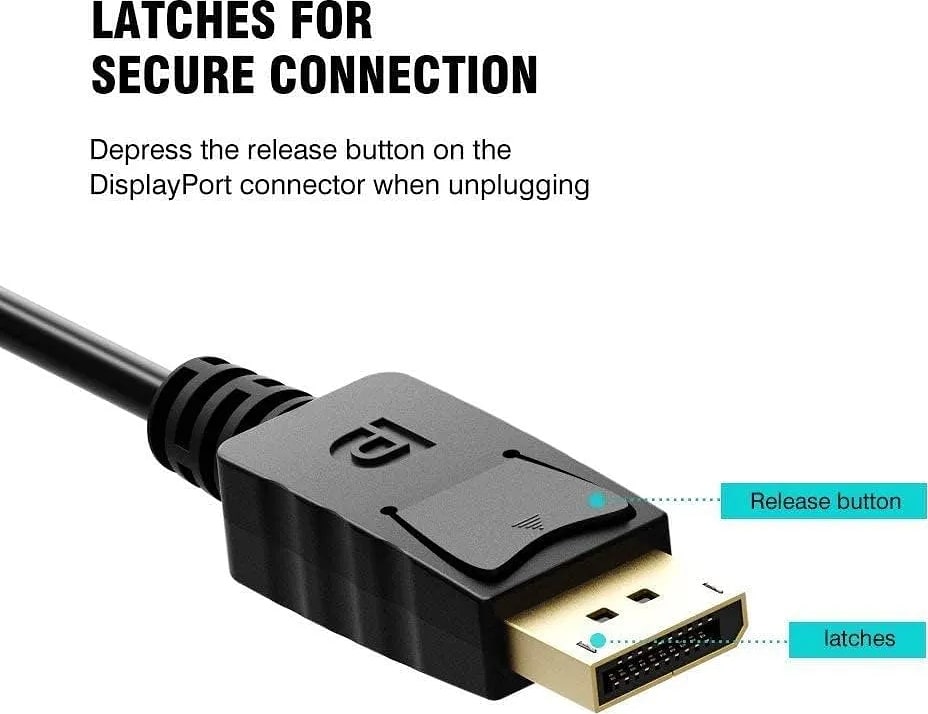 WiredCom® DisplayPort to HDMI Cable, Gold Plated DP to HDMI Cable for Display Port Enabled Desktops and Laptops to Connect to HDMI Displays - 1.8 Meter (Black)