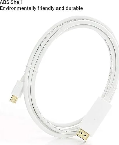 WiredCom® Mini DP To HDMI, DisplayPort/Thunderbolt to HDMI Cable for Surface Pro, MacBook Pro, iMac, Mac Mini (1.8 m) - White