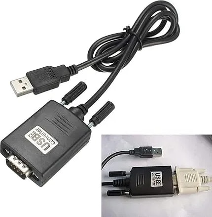 WiredCom® USB to RS-232 Serial Converter Cable, USB to Serial 9-Pin DB-9 RS-232 Converter Cable - Black, Plug and Play, Supports Windows & Mac, Over 1 Mbps Data Transfer Rate, Includes Driver CD