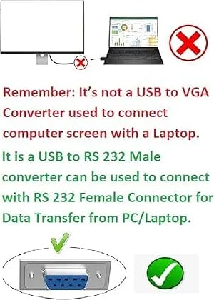 WiredCom® USB to RS-232 Serial Converter Cable, USB to Serial 9-Pin DB-9 RS-232 Converter Cable - Black, Plug and Play, Supports Windows & Mac, Over 1 Mbps Data Transfer Rate, Includes Driver CD