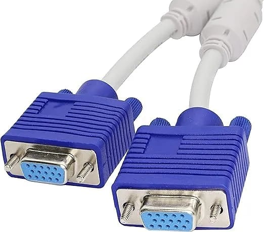 WiredCom® VGA Y Splitter Cable For Projector, Monitor, Pc, Laptop, Television, Personal Computer Vga Y Splitter Cable 1 Male Vga To 2 Female, Blue