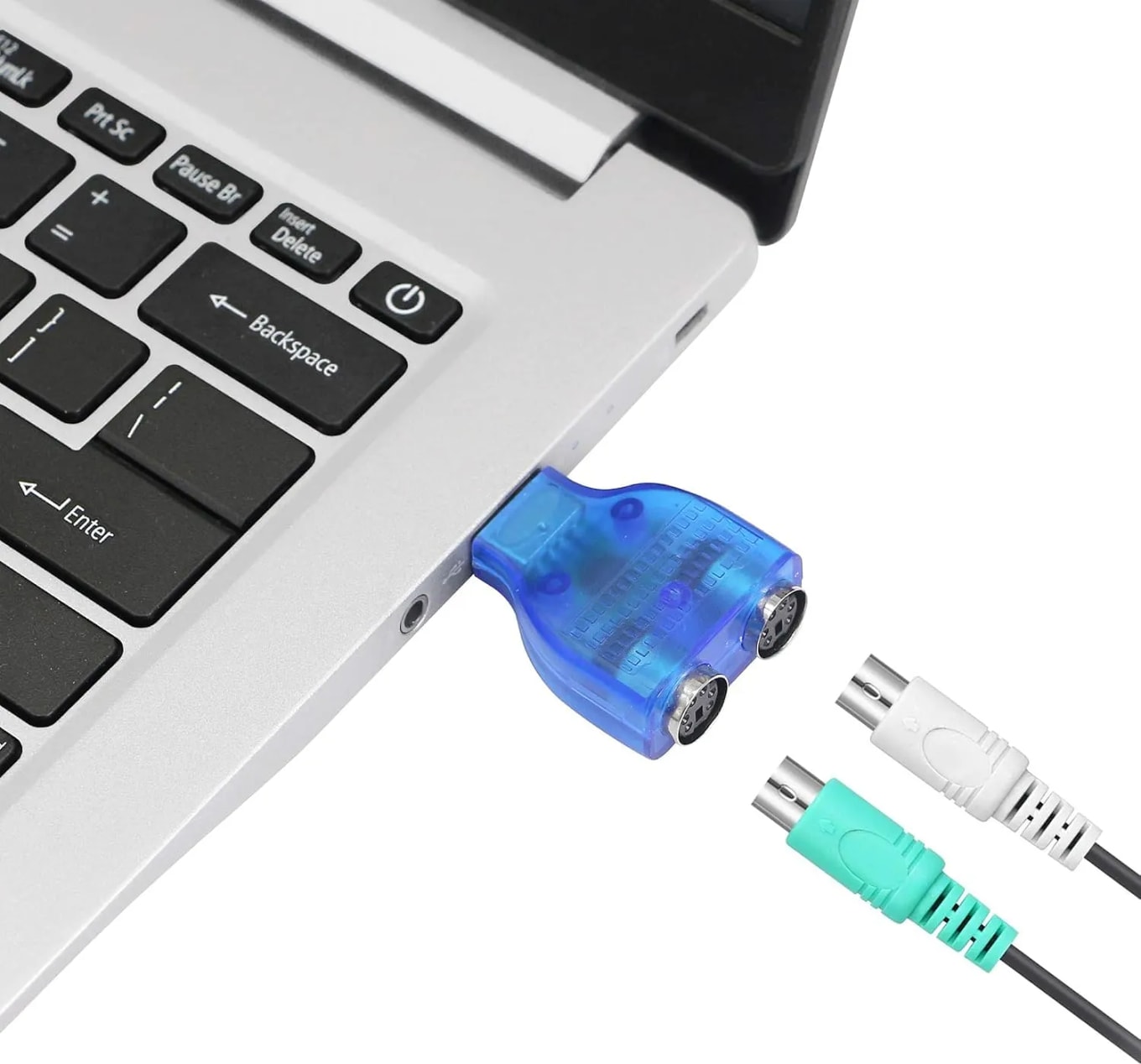 WiredCom USB to PS2 Adapter USB A Male to Dual PS/2 Female Converter Splitter for Mouse Keyboard