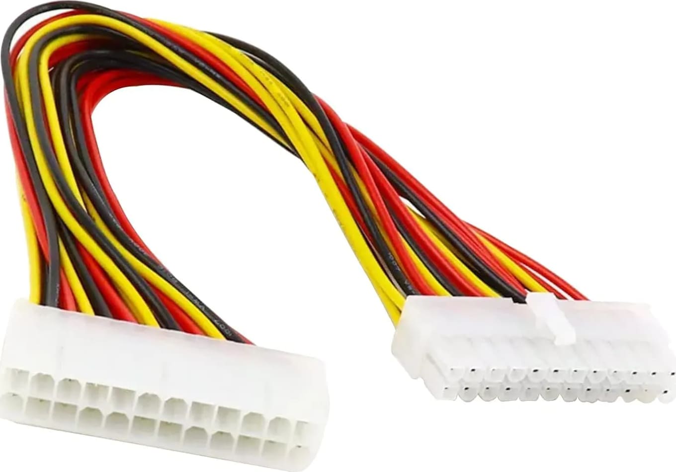 WiredCom® (Pack of 2 Pcs) ATX 24 Pin Male to 24 Pin Female PC PSU Power Supply Adaptor Converter Cable Extension Cord,Multi-colored