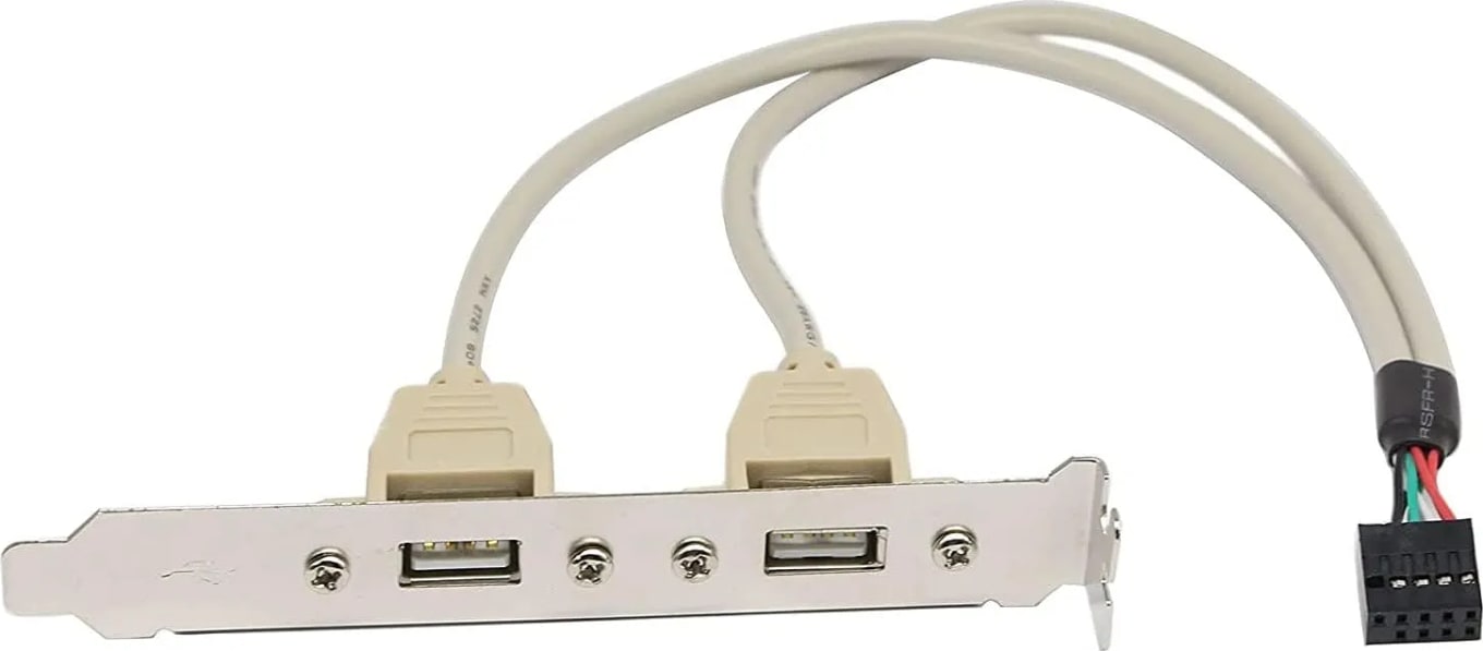 WiredCom® 2 Port USB 2.0 Motherboard Rear Panel Expansion Bracket to IDC 9 Pin Motherboard USB Cable Host Adapter
