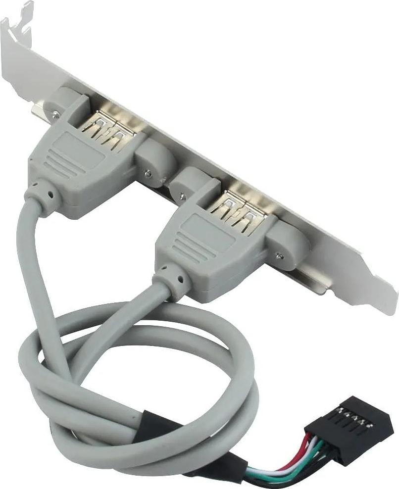WiredCom® 2 Port USB 2.0 Motherboard Rear Panel Expansion Bracket to IDC 9 Pin Motherboard USB Cable Host Adapter
